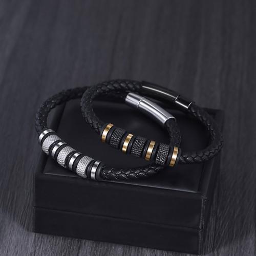 Titanium Steel Bracelet with PU Leather & for man Sold By PC