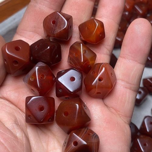 Φυσικά Χάντρες Red Agate, Γεωμετρικό μοτίβο, multihole & DIY, 12mm, Sold Με PC