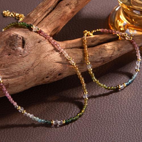 Tourmaline Bracelet and Necklace with 925 Sterling Silver & Clear Quartz & for woman Sold By PC