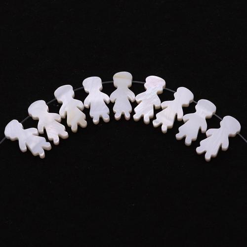 Grânulos do escudo de água doce natural, concha de água doce, Garota, esculpidas, DIY, branco, 8x16mm, 5PCs/Bag, vendido por Bag