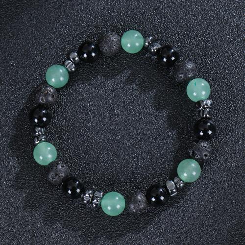 Gemstone Bracelets Natural Stone with Black Magnetic Stone & Unisex nickel lead & cadmium free Length 6.6-8.5 Inch Sold By PC