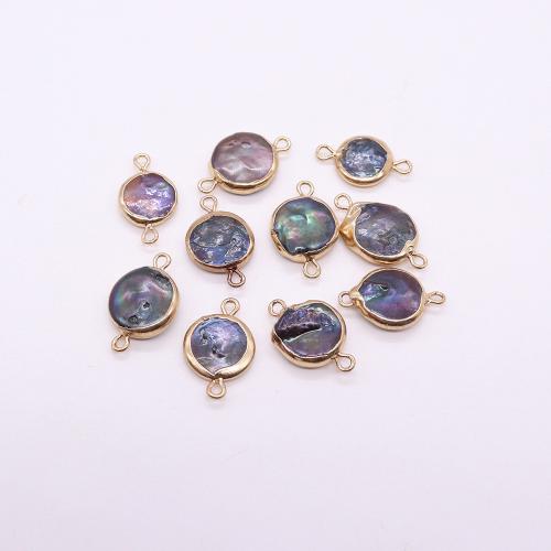 Freshwater Pearl Connector Slightly Round gold color plated DIY & 1/1 loop purple Sold By PC