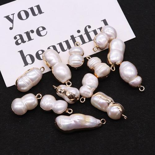 Freshwater Pearl Vedhæng, Ferskvandsperle, Calabash, guldfarve belagt, du kan DIY, 10x20mm, Solgt af PC