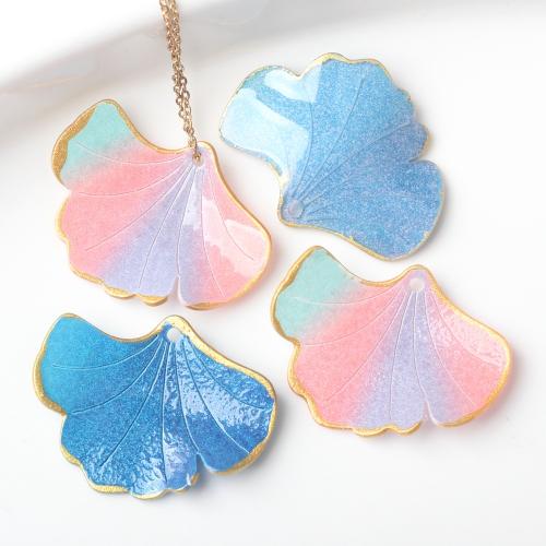 Acrylic Pendants Ginkgo Leaf gold color plated DIY Sold By Bag