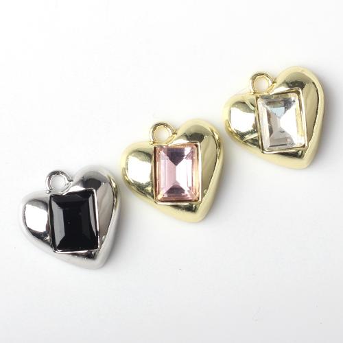 Zinc Alloy Heart Pendants with Cubic Zirconia plated DIY nickel lead & cadmium free Sold By Bag