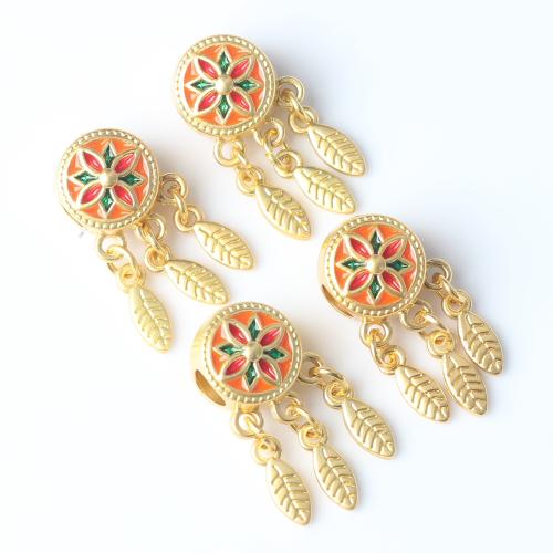 Zinc Alloy Jewelry Beads Dream Catcher gold color plated DIY & enamel nickel lead & cadmium free Sold By Bag