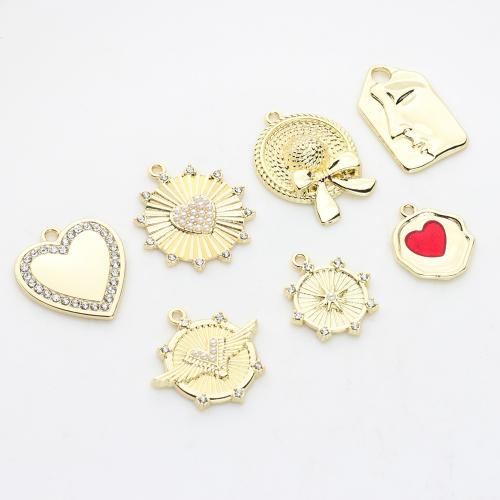 Zinc Alloy Rhinestone Pendants gold color plated DIY & enamel & with rhinestone nickel lead & cadmium free Sold By Bag