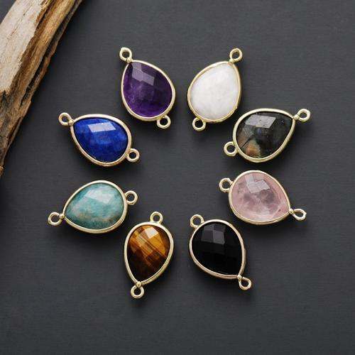 Gemstone Pendants Jewelry Natural Stone Teardrop gold color plated DIY Sold By PC