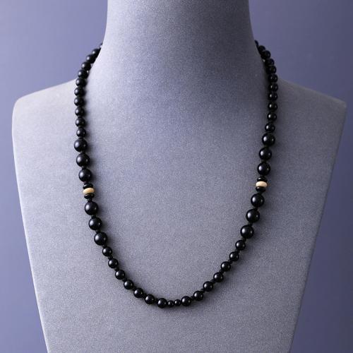 Collar de Ágata, Ágata negra, para hombre, Negro, longitud 50 cm, Vendido por UD