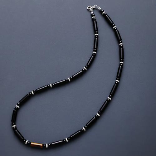 Collar de Ágata, Ágata negra, para hombre, Negro, longitud 40 cm, Vendido por UD