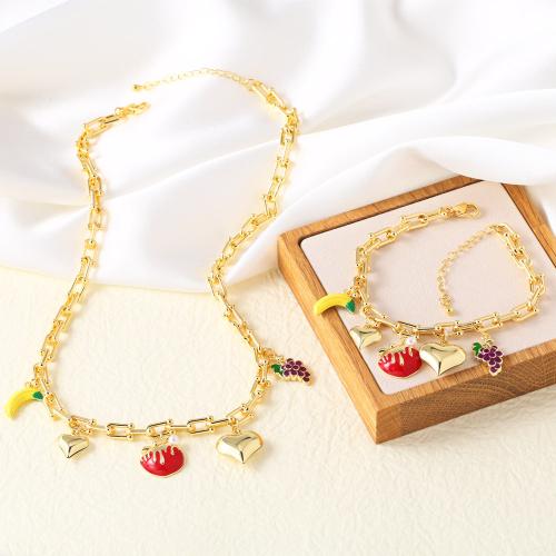 Brass Jewelry Set gold color plated fashion jewelry & enamel golden nickel lead & cadmium free Sold By PC