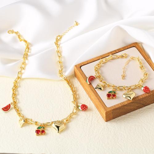 Cubic Zirconia Micro Pave Brass Jewelry Sets gold color plated fashion jewelry & micro pave cubic zirconia & enamel golden nickel lead & cadmium free Sold By PC