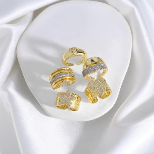 Kubieke Circonia Micro Pave Brass Ring, Messing, gold plated, mode sieraden & verschillende ontwerpen voor de keuze & micro pave zirconia, gouden, nikkel, lood en cadmium vrij, Ring diameter: 1.7cm, Verkocht door PC