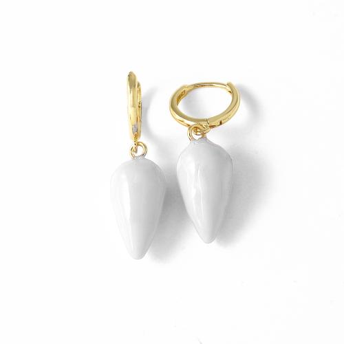 Pendientes de Gota en Latón, metal, chapado en color dorado, Joyería & esmalte, más colores para la opción, libre de níquel, plomo & cadmio, 11x37mm, Vendido por Par