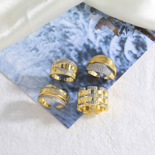 Kubieke Circonia Micro Pave Brass Ring, Messing, gold plated, mode sieraden & verschillende ontwerpen voor de keuze & micro pave zirconia, goud, nikkel, lood en cadmium vrij, Ring diameter: 1.7cm, Verkocht door PC