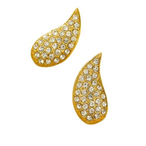 Stainless Steel Stud Earrings 304 Stainless Steel Teardrop 18K gold plated fashion jewelry & micro pave cubic zirconia & for woman Sold By Pair