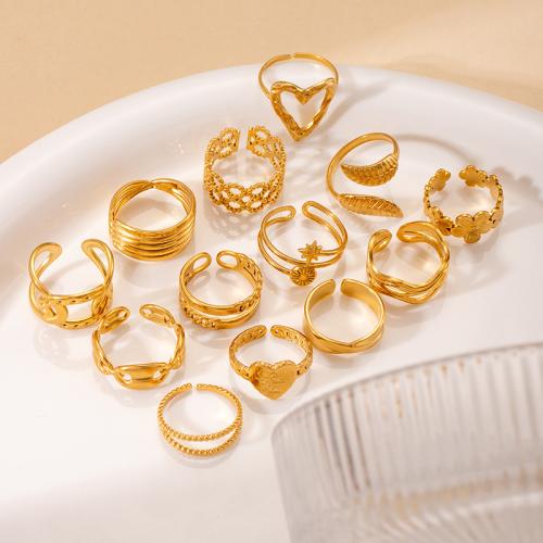 Stainless Steel Finger Ring 304 Stainless Steel plated fashion jewelry & for woman golden Sold By PC