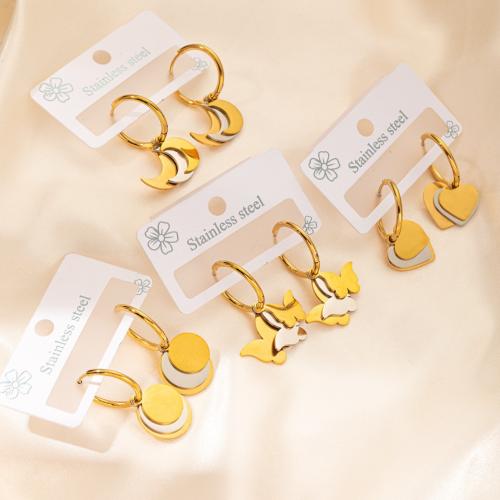 Stainless Steel Lever Back Earring 304 Stainless Steel gold color plated & for woman & two tone Sold By Pair