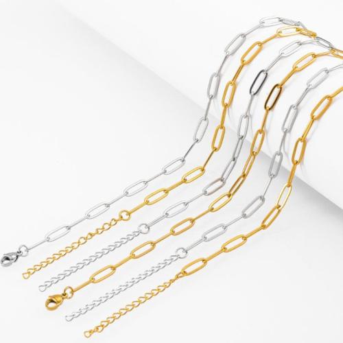 Stainless Steel Jewelry Necklace 304 Stainless Steel with 50mm extender chain plated fashion jewelry & DIY & Unisex Length 550 mm Sold By Bag