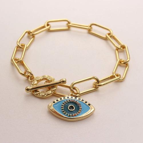 Mal pulsera ojo, metal, unisexo & micro arcilla de zirconia cúbica & esmalte, más colores para la opción, Vendido por UD