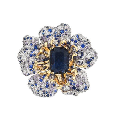 Crystal broche, Messing, met Oostenrijks kristal, plated, micro pave zirconia & voor vrouw, zilver, 38x41mm, Verkocht door PC