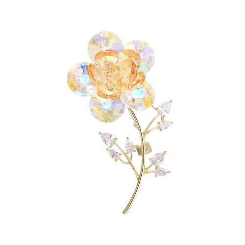 Broche cristal, laiton, avec cristal, Placage, pavé de micro zircon & pour femme, plus de couleurs à choisir, 61x31mm, Vendu par PC