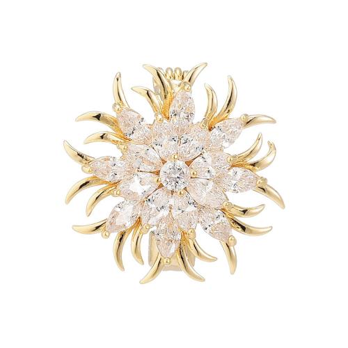 Crystal Brooch Brass with Austrian Crystal plated micro pave cubic zirconia & for woman Sold By PC