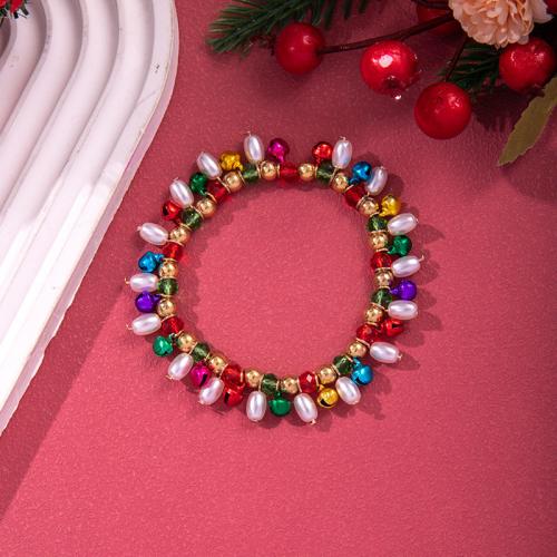 Christmas Holiday Bracelet Plastic Pearl Vacuum Ion Plating & for woman & enamel Sold By PC