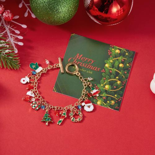 Christmas Holiday Bracelet Zinc Alloy Vacuum Ion Plating & for woman & enamel Sold By PC