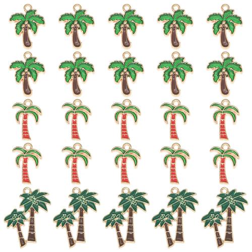 Zinc Alloy Enamel Pendants Palm Tree plated DIY Sold By Bag