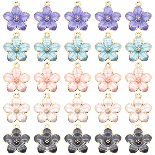 Zinc Alloy Enamel Pendants Flower plated DIY Sold By Bag