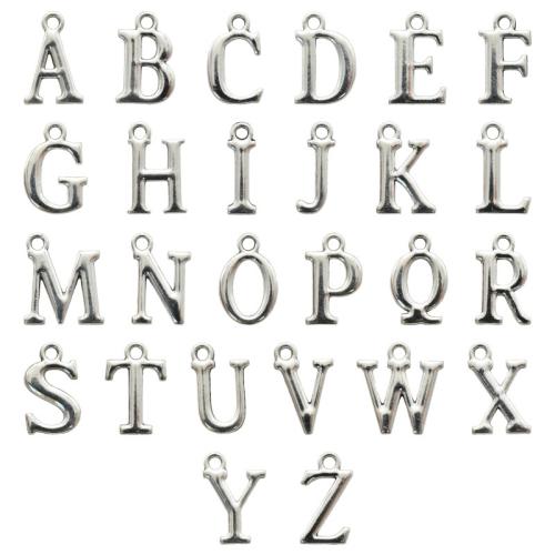 Zinc Alloy Alphabet and number Pendants plated letters are from A to Z & DIY 15.50mm Sold By Bag