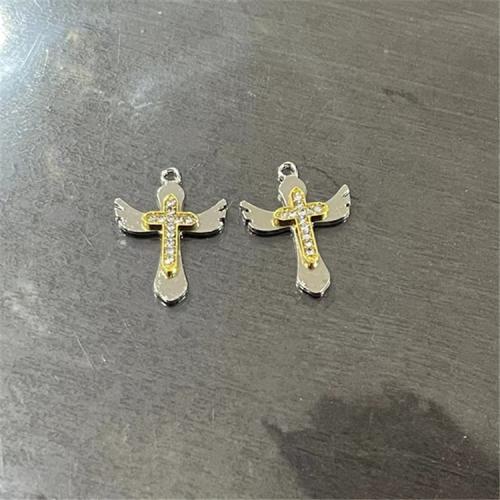 Zinc Alloy Rhinestone Pendants Cross plated DIY & with rhinestone Sold By Bag