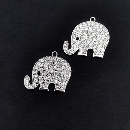 Zinc Alloy Rhinestone Pendants Elephant plated DIY & with rhinestone Sold By Bag