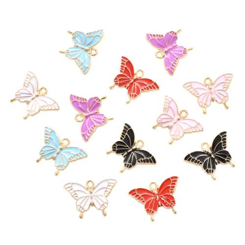 Zinc Alloy Enamel Pendants Butterfly plated DIY Sold By Bag