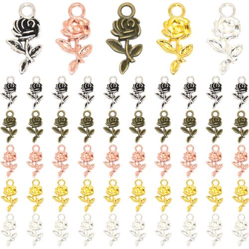 Zinc Alloy Flower Pendants Rose plated DIY Sold By Bag