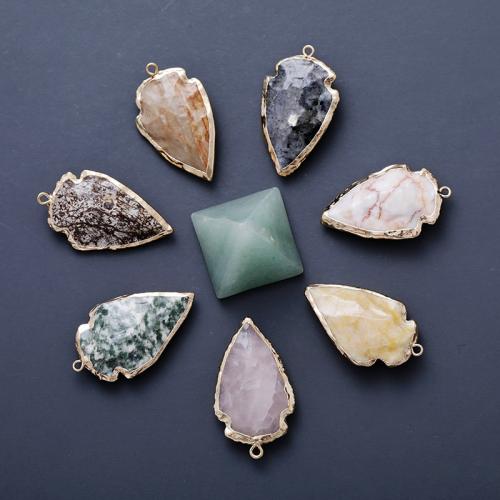 Gemstone Pendants Jewelry Natural Stone gold color plated DIY Sold By PC