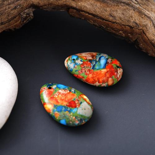 Imperial Jasper Pendler, Impression Jasper, Teardrop, du kan DIY, blandede farver, 18x25mm, Solgt af PC