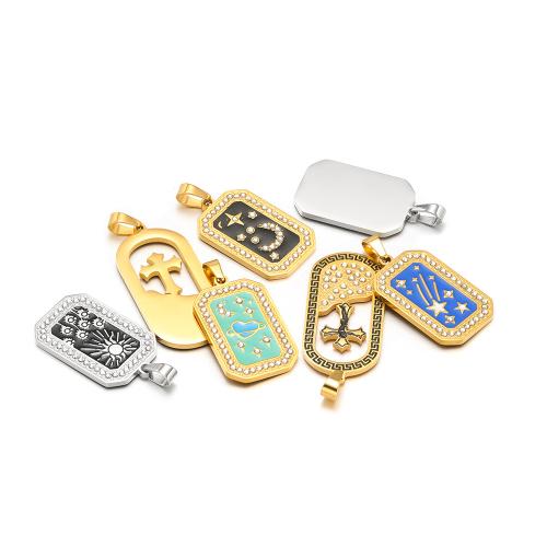 Stainless Steel Pendants 304 Stainless Steel Vacuum Plating DIY & enamel & with rhinestone Sold By Bag