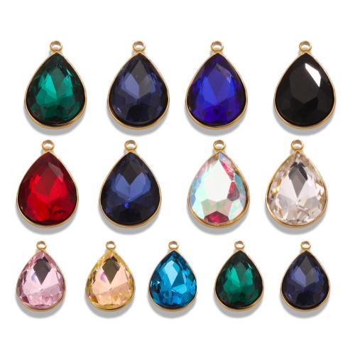 Stainless Steel Pendants 304 Stainless Steel with Crystal Teardrop polished DIY Sold By Bag