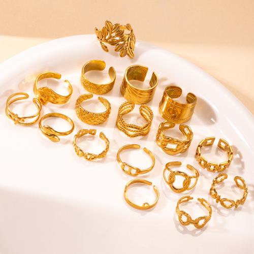 Stainless Steel Finger Ring 304 Stainless Steel plated & for woman & hollow golden Sold By PC