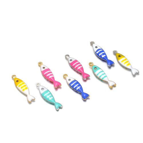 Stainless Steel Animal Pendants 304 Stainless Steel Fish plated DIY & enamel Sold By Bag