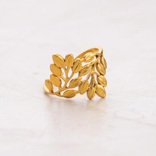 Stainless Steel Finger Ring 304 Stainless Steel Branch plated fashion jewelry & for woman & hollow golden Sold By PC