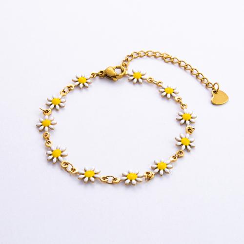 Stainless Steel Jewelry Bracelet 304 Stainless Steel plated fashion jewelry & for woman & enamel golden Sold By PC