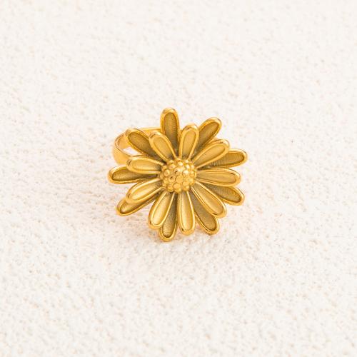 Stainless Steel Finger Ring 304 Stainless Steel Flower 18K gold plated fashion jewelry & for woman Sold By PC