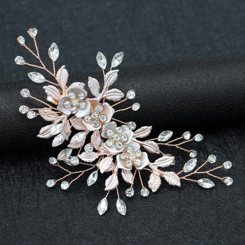 Zinc Alloy Decorative Hair Comb with brass wire plated fashion jewelry & for woman & with rhinestone Sold By PC