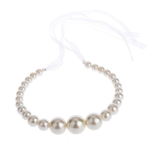 Headband Plastic Pearl with brass wire handmade fashion jewelry & for woman white Sold By PC