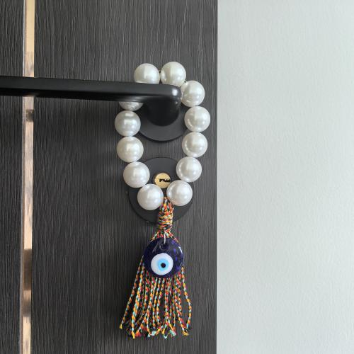 Hanging Ornaments Plastic Pearl with Lampwork half handmade evil eye pattern Sold By PC