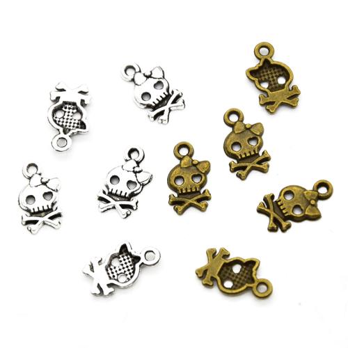 Zinc Alloy Pendler, Skull, forgyldt, du kan DIY, flere farver til valg, 16x9mm, 100pc'er/Bag, Solgt af Bag