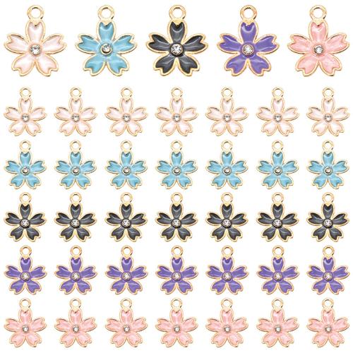 Zinc Alloy Enamel Pendants Flower plated DIY Sold By Bag